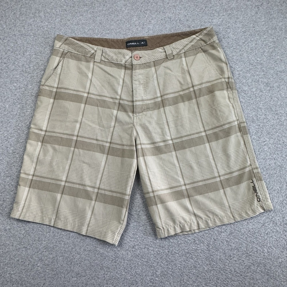 O'neill Plaid Bermuda Shorts Mens 40x10 Flat Front Beach Surf‎ Preppy Summer EUC